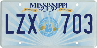 MS license plate LZX703