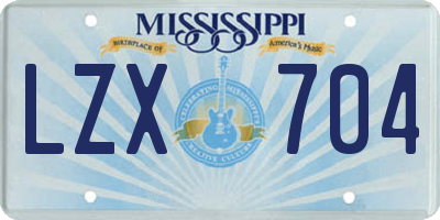 MS license plate LZX704