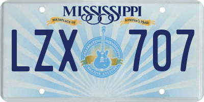 MS license plate LZX707