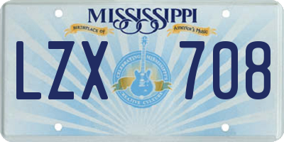 MS license plate LZX708