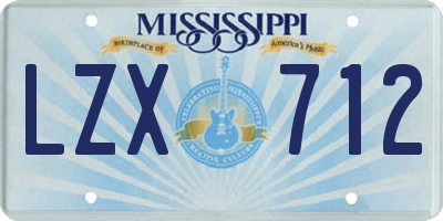 MS license plate LZX712