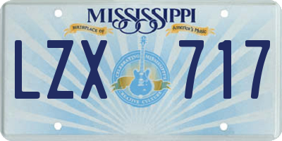 MS license plate LZX717