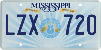 MS license plate LZX720