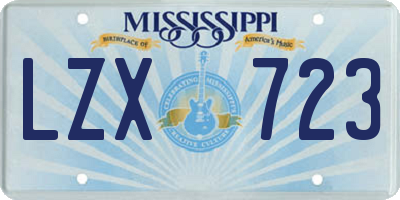 MS license plate LZX723