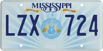 MS license plate LZX724