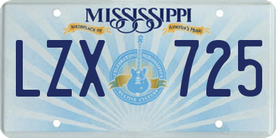 MS license plate LZX725
