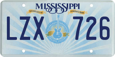 MS license plate LZX726