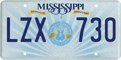 MS license plate LZX730