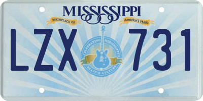 MS license plate LZX731