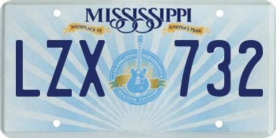 MS license plate LZX732