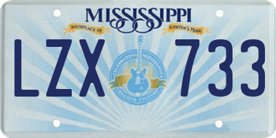 MS license plate LZX733