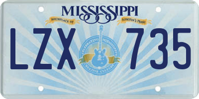 MS license plate LZX735