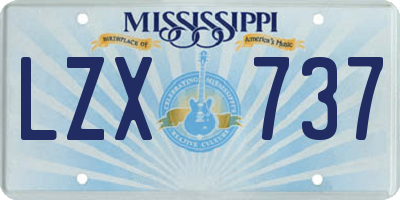 MS license plate LZX737