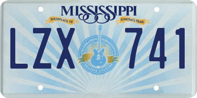 MS license plate LZX741
