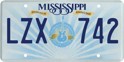 MS license plate LZX742