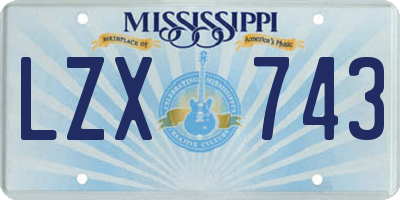 MS license plate LZX743
