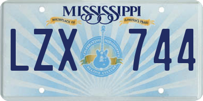 MS license plate LZX744