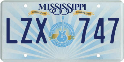 MS license plate LZX747