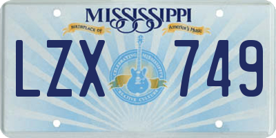 MS license plate LZX749