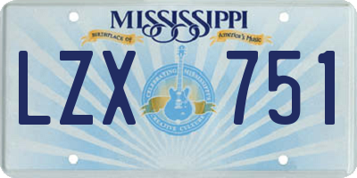 MS license plate LZX751
