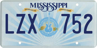 MS license plate LZX752