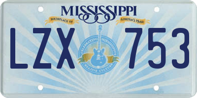 MS license plate LZX753