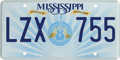 MS license plate LZX755