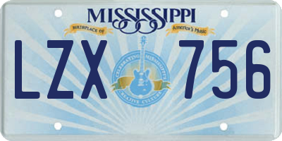 MS license plate LZX756