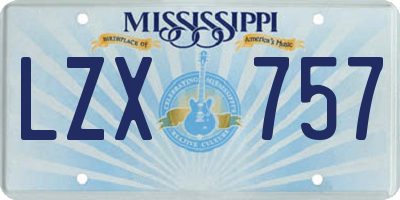 MS license plate LZX757