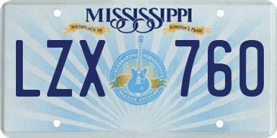 MS license plate LZX760