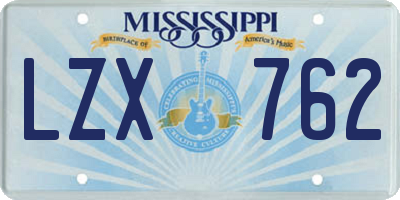 MS license plate LZX762