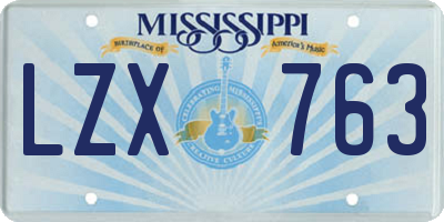 MS license plate LZX763