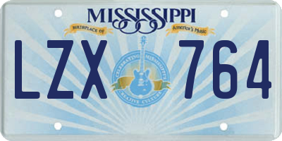 MS license plate LZX764