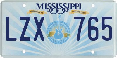 MS license plate LZX765