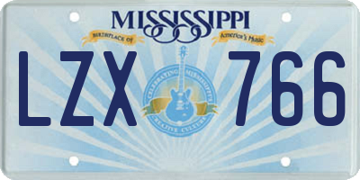 MS license plate LZX766