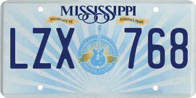 MS license plate LZX768
