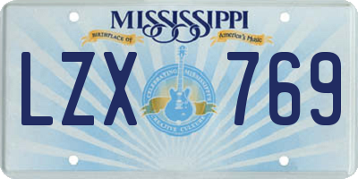 MS license plate LZX769