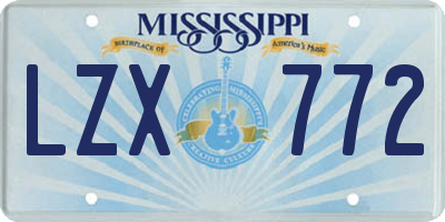 MS license plate LZX772