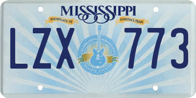 MS license plate LZX773