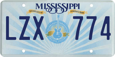 MS license plate LZX774