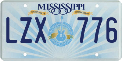 MS license plate LZX776