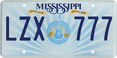 MS license plate LZX777