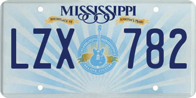 MS license plate LZX782