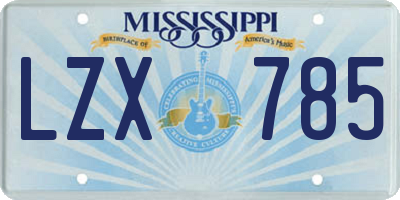 MS license plate LZX785