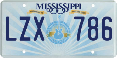 MS license plate LZX786