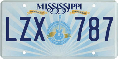 MS license plate LZX787