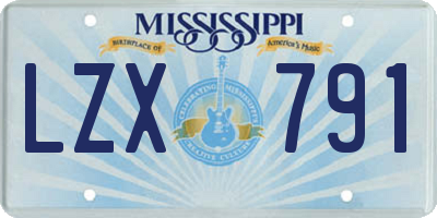 MS license plate LZX791