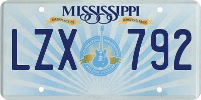 MS license plate LZX792