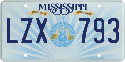MS license plate LZX793