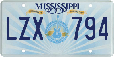 MS license plate LZX794